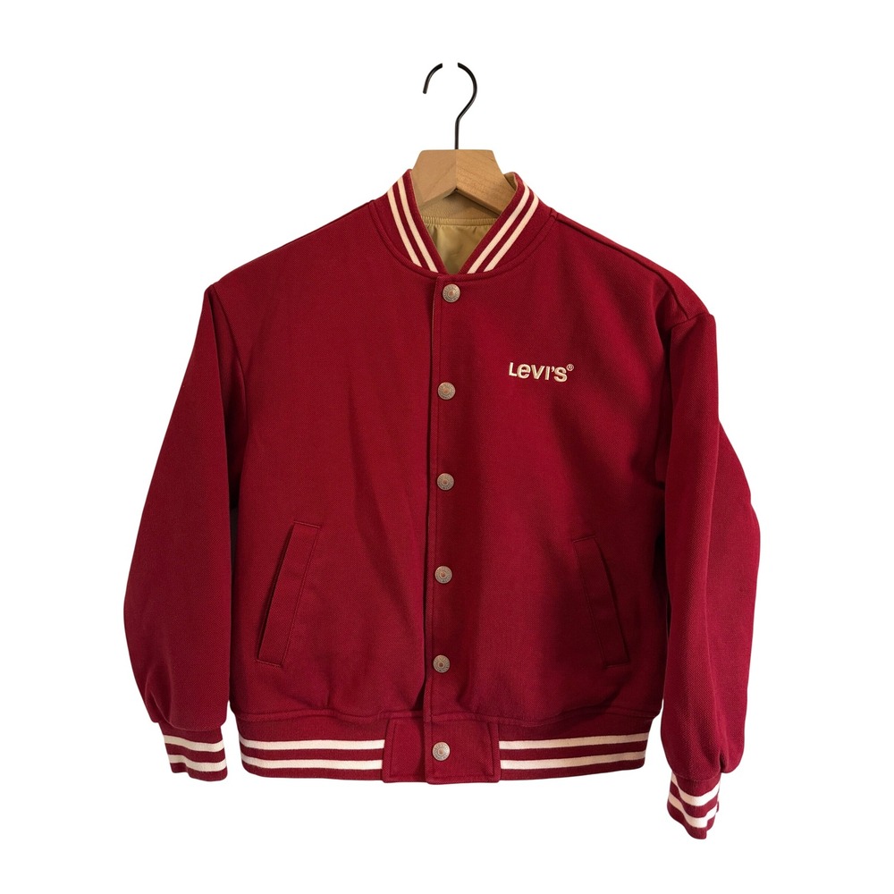 Levis Reversible Varsity Bomber Jacket Kids Red Khaki Asian Market Size M 150/72
